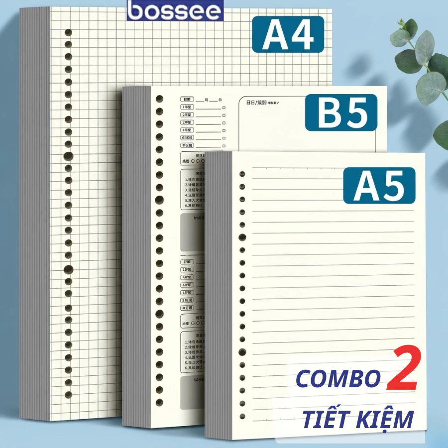 Ruột Sổ Còng A5/ B5/ A4 80Gsm - Giấy Refill Kẻ Ngang/ Kẻ Caro/ Không Dòng Kẻ Chống Lóa Lắp Sổ Còng 4/6/9/20/26/30 Lỗ