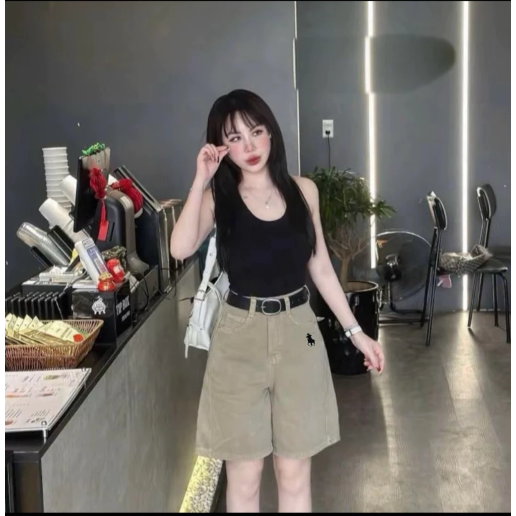 Quần Short Jeans Hoạ Tiết Thêu Ngưa Vải Mềm Cạp Cao chất Jean đẹp đủ size 45-70kg