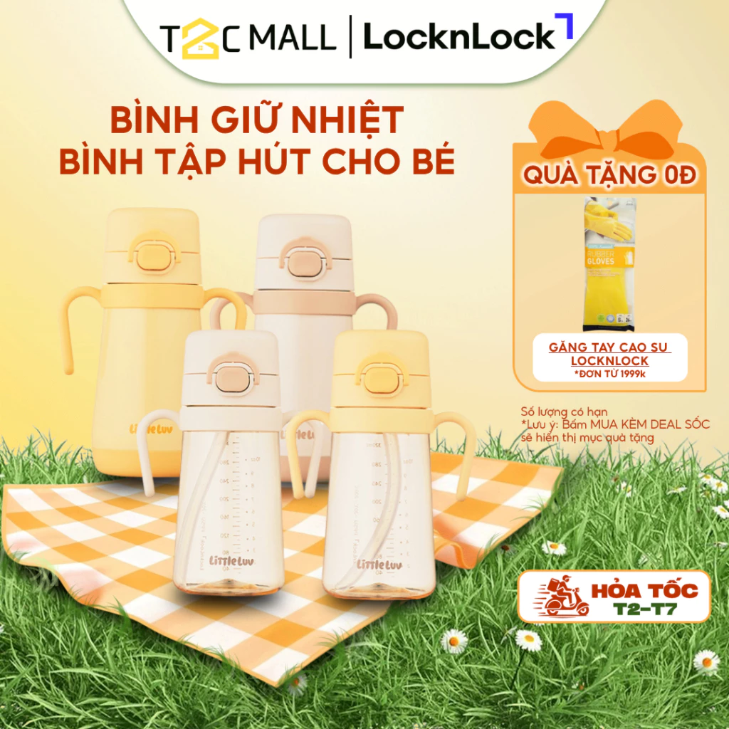 Bình Giữ Nhiệt, Bình Tập Hút LocknLock Cho Bé,Tay Cầm 400ml HAP916, 300ml LHC916 Chính Hãng - T2CMALL