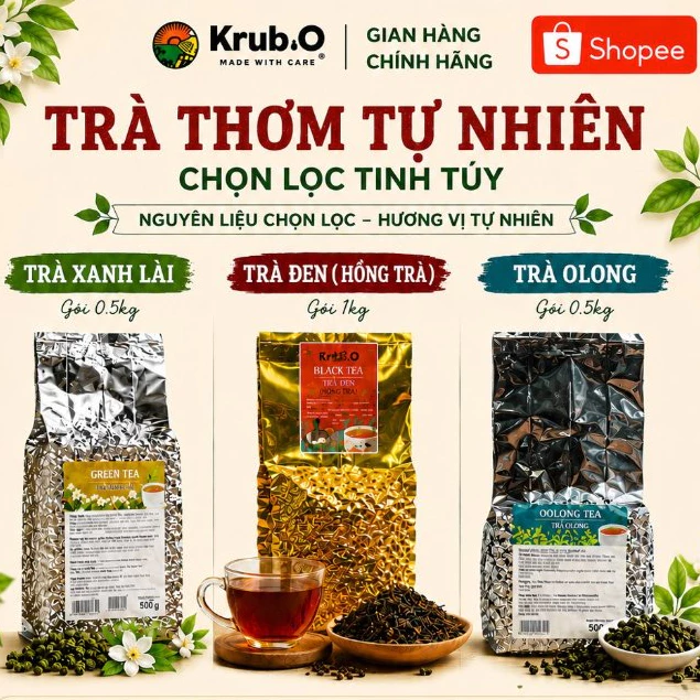 [Chính hãng] Trà pha chế Krub.O, Trà đen (hồng trà) - trà xanh lài (lục trà) - trà olong Thượng hạng