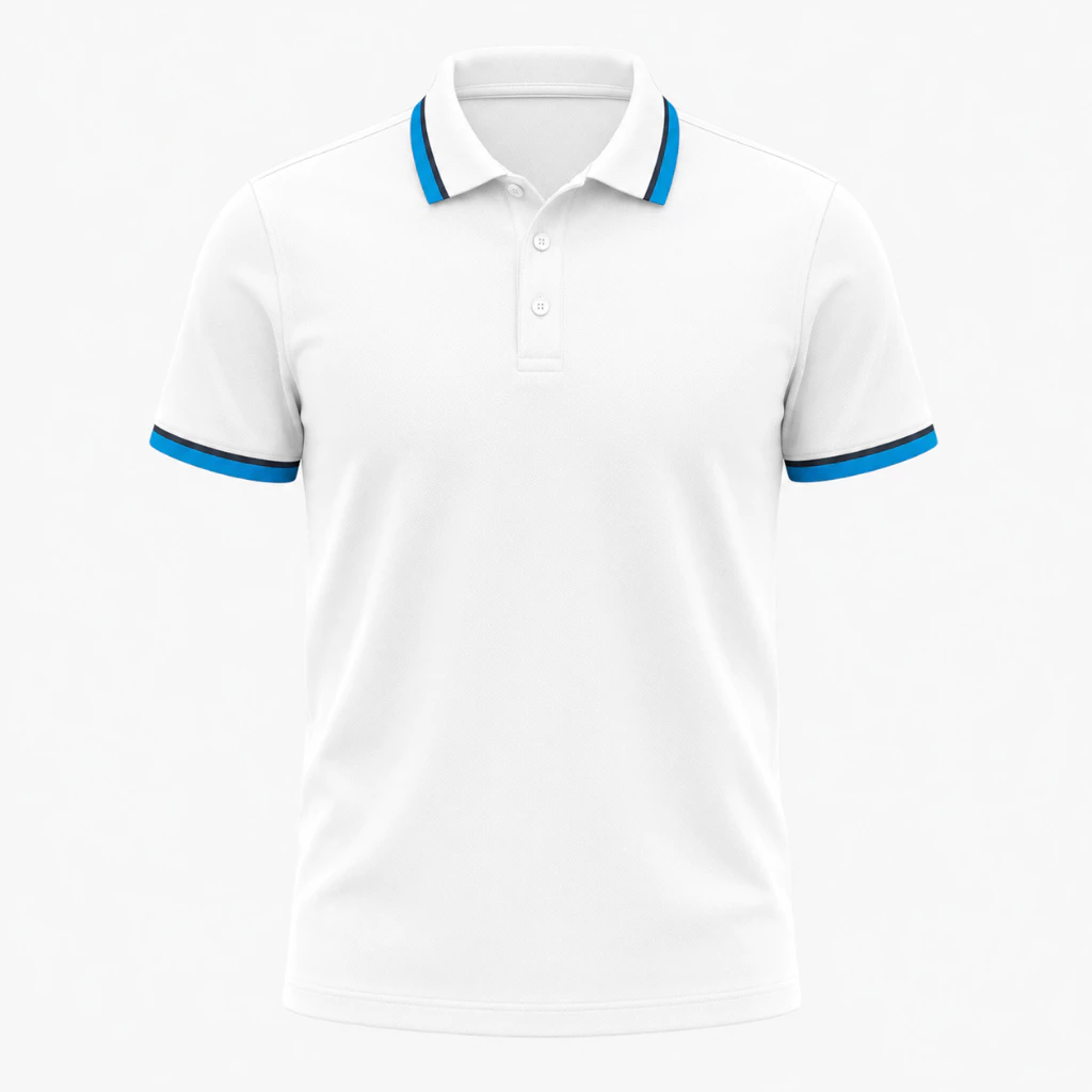 [IN THEO YÊU CẦU] Áo Thun Polo Trắng Phối Sọc Xanh Ya, Vải Cá Sấu Poly  - Viễn Phát Uniform