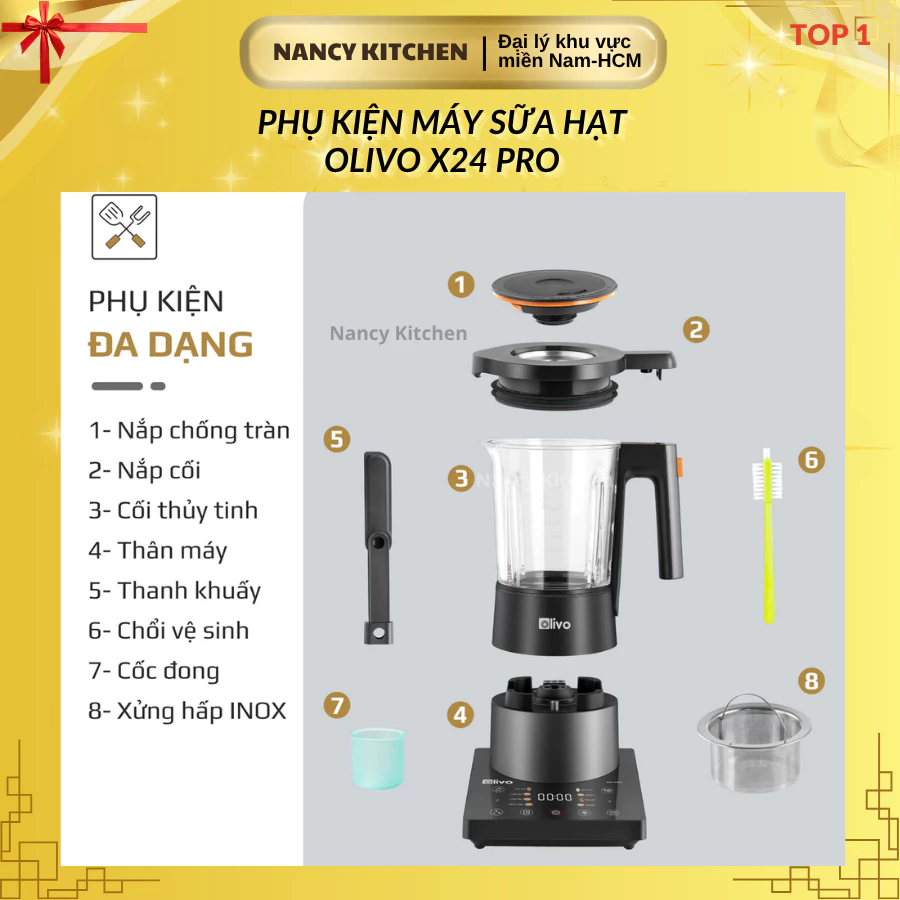 [Tặng không bán] Phụ kiện được tặng kèm khi mua máy sữa hạt Olivo