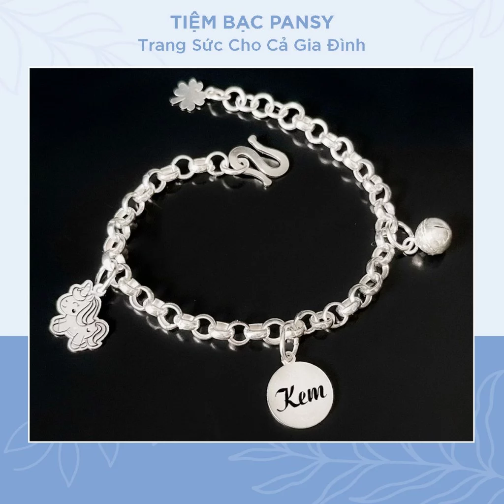 Lắc bạc ta cho bé khắc tên có con giáp theo yêu cầu -  Lắc mo TIỆM BẠC PANSY