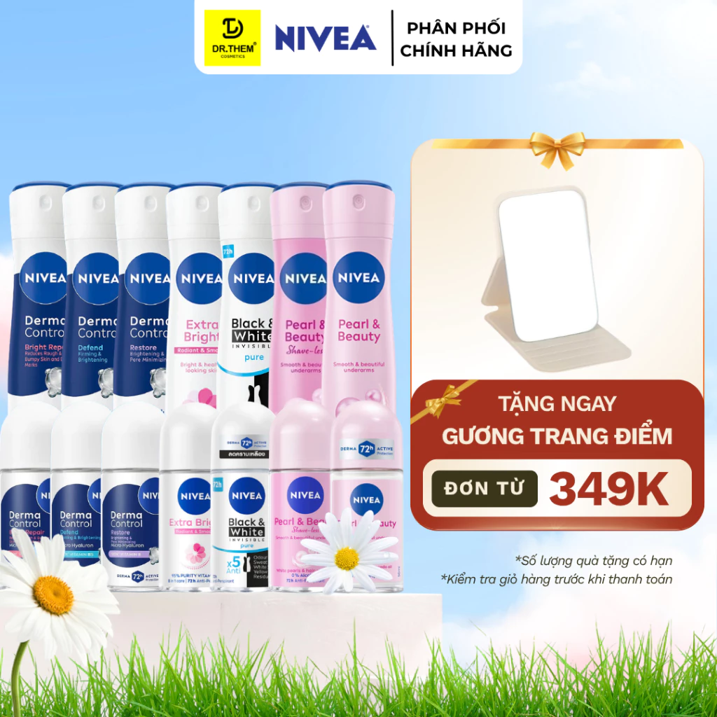 Xịt - Lăn Khử Mùi Nivea Extra Bright Dưỡng Sáng Phục Hồi 50ml /150ml - Dr Thêm