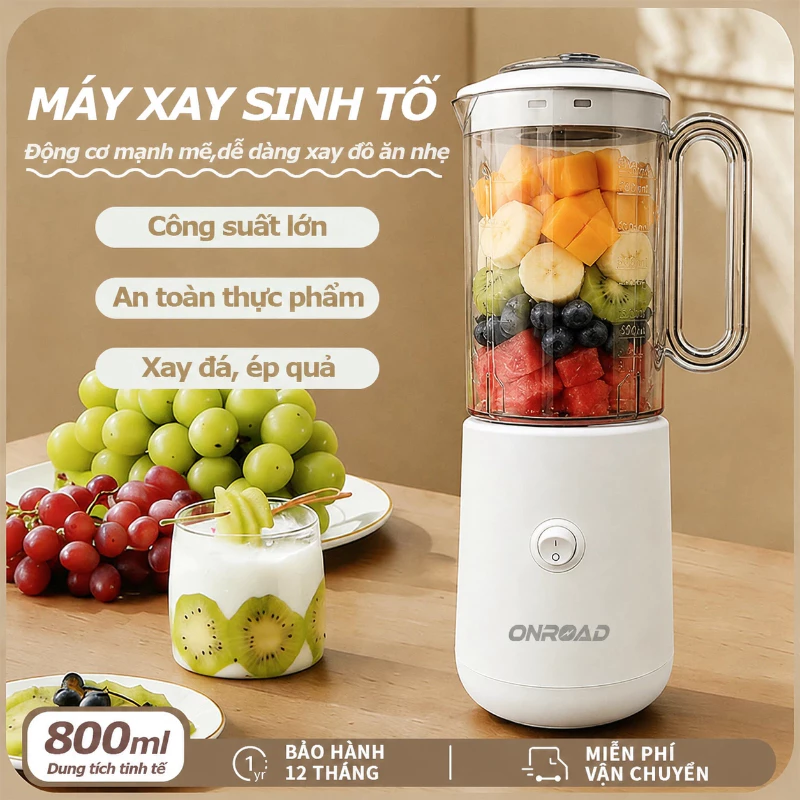 Máy Xay Sinh Tố Đa Năng 800ml, 300W, Xay Ăn Dặm & Trái Cây Xay Đá & Trái Cây Mịn Mượt