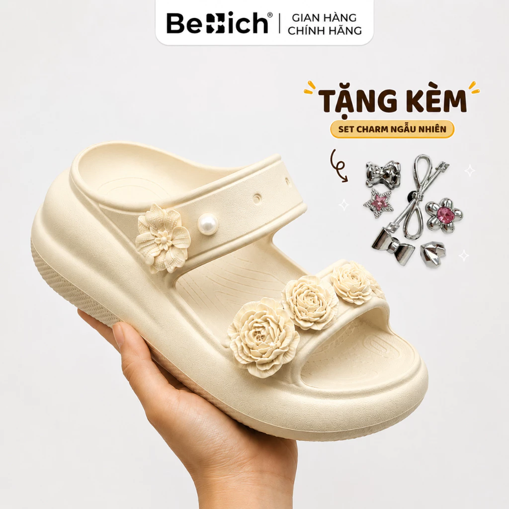 [Tặng Set Charm Ngẫu Nhiên] Dép Bánh Mì Nữ Berich BE511 Đế Cao 6cm EVA Nguyên Sinh Êm Nhẹ Tôn Dáng Hack Chiều Cao