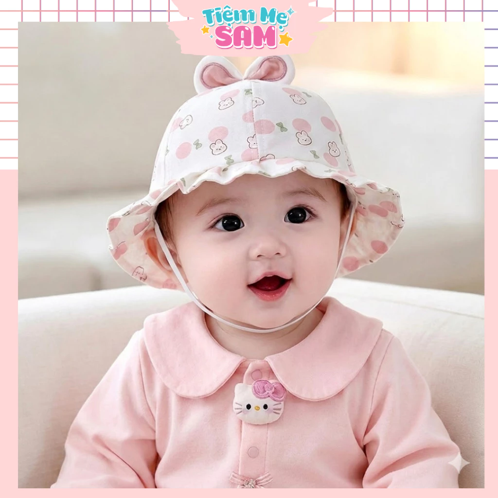 Mũ Nón Bèo Công Chúa Cho Bé Gái Họa Tiết Tai Thỏ Dễ Thương Từ 8-18 Tháng - MUG31 - Tiệm Mẹ Sam 97