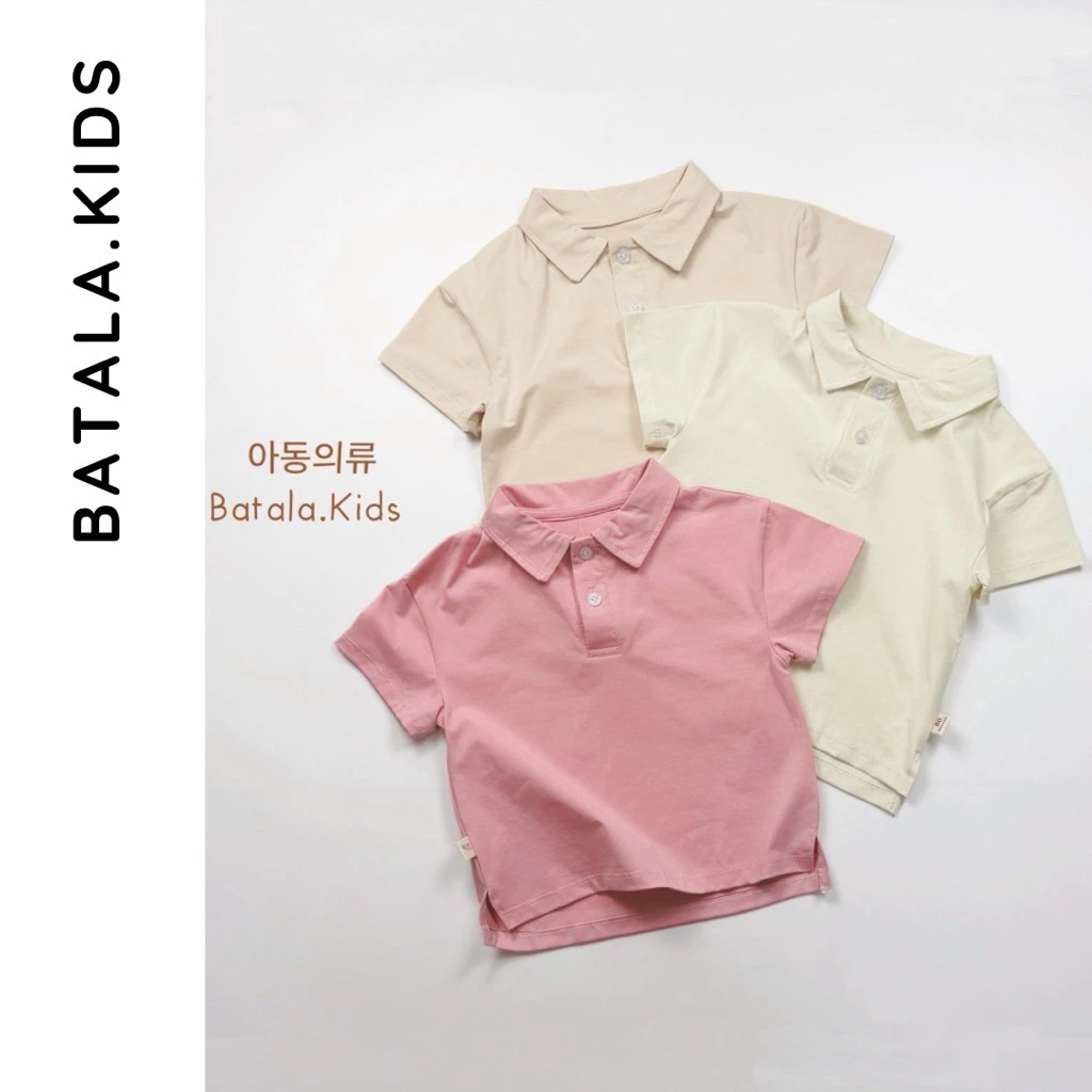 Áo polo cộc tay cho bé trai bé gái Batala kids, Áo thun có cổ cho bé từ 8-22kg