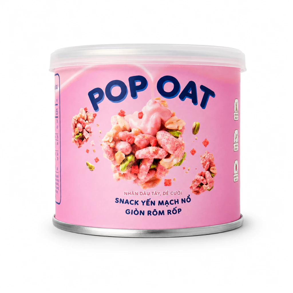 Bánh Yến Mạch Giòn BeFresco Nhân Dâu Tây Hạt Dẻ Cười, Snack Ăn Liền Ít Ngọt Giòn Tan