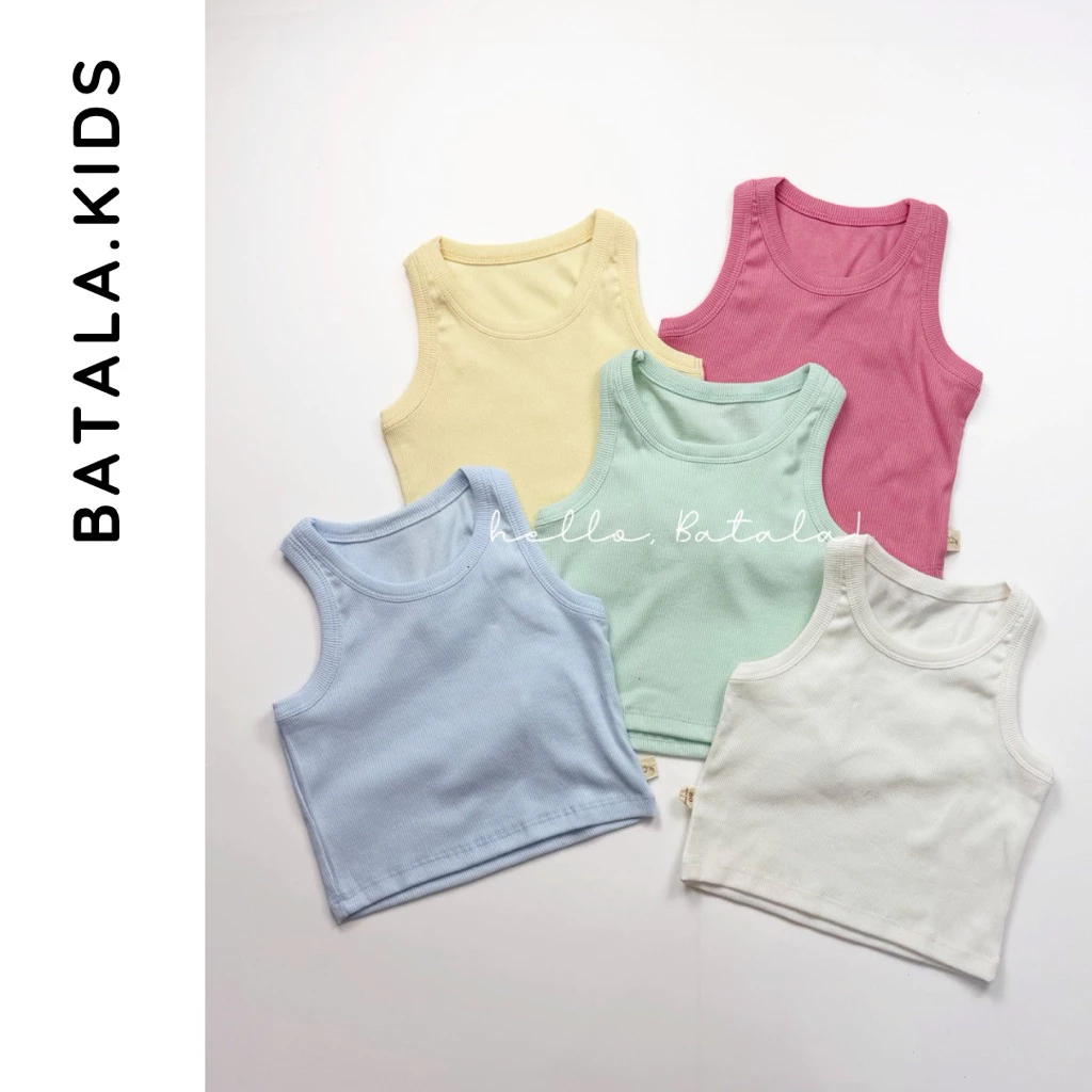 Áo sát nách bé gái Batala Kids, ÁO BA LỖ CROPTOP co giãn dễ thương cá tính phong cách Hàn Quốc cho bé từ 10-25kg