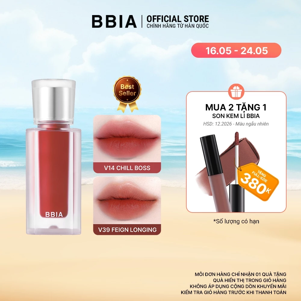 Son kem nhung thuần chay, nhẹ môi BBIA Last Velvet Tint Re-new Version 5g