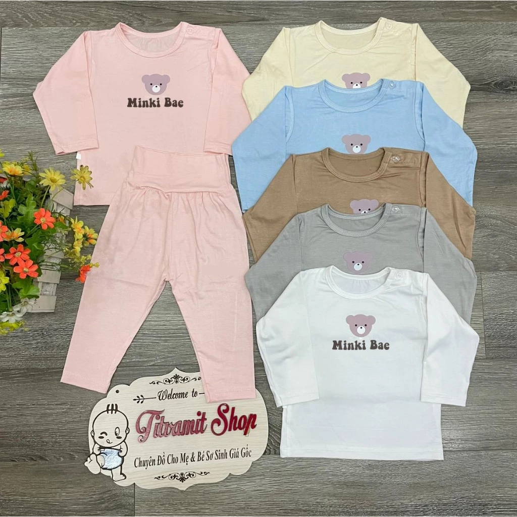 Bộ dài MinkiBae CÀI VAI thun lạnh cạp cao