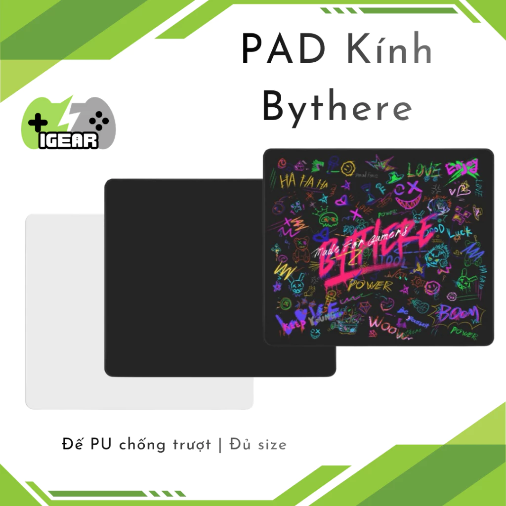 [HỎA TỐC] Pad Chuột Kính Gaming Bythere Glass TFG1 Kính Cường Lực 6.0H Tặng Kèm Feet PTFE