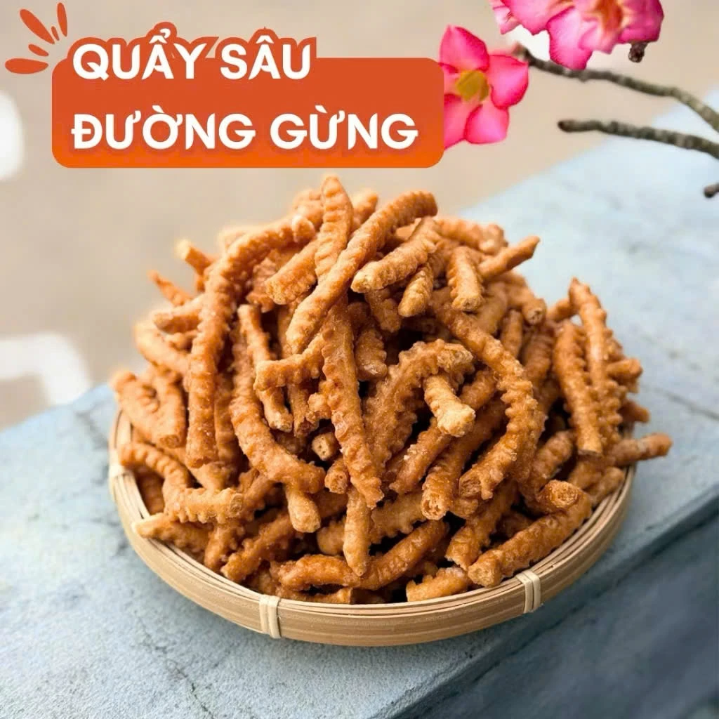 1Kg Quẩy Sâu Đường Hương Gừng - Ăn Vặt Tuổi Thơ Siêu Ngon