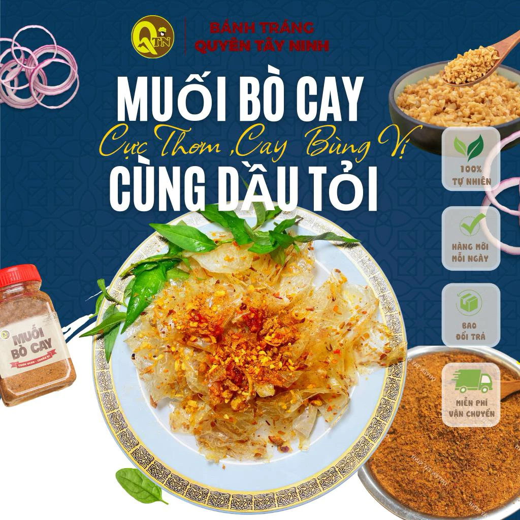 Bánh Tráng Muối BÒ Sate Tỏi Thơm Cay, Bánh Tráng Muối Tôm, Muối Sặc | Quyên Tây Ninh