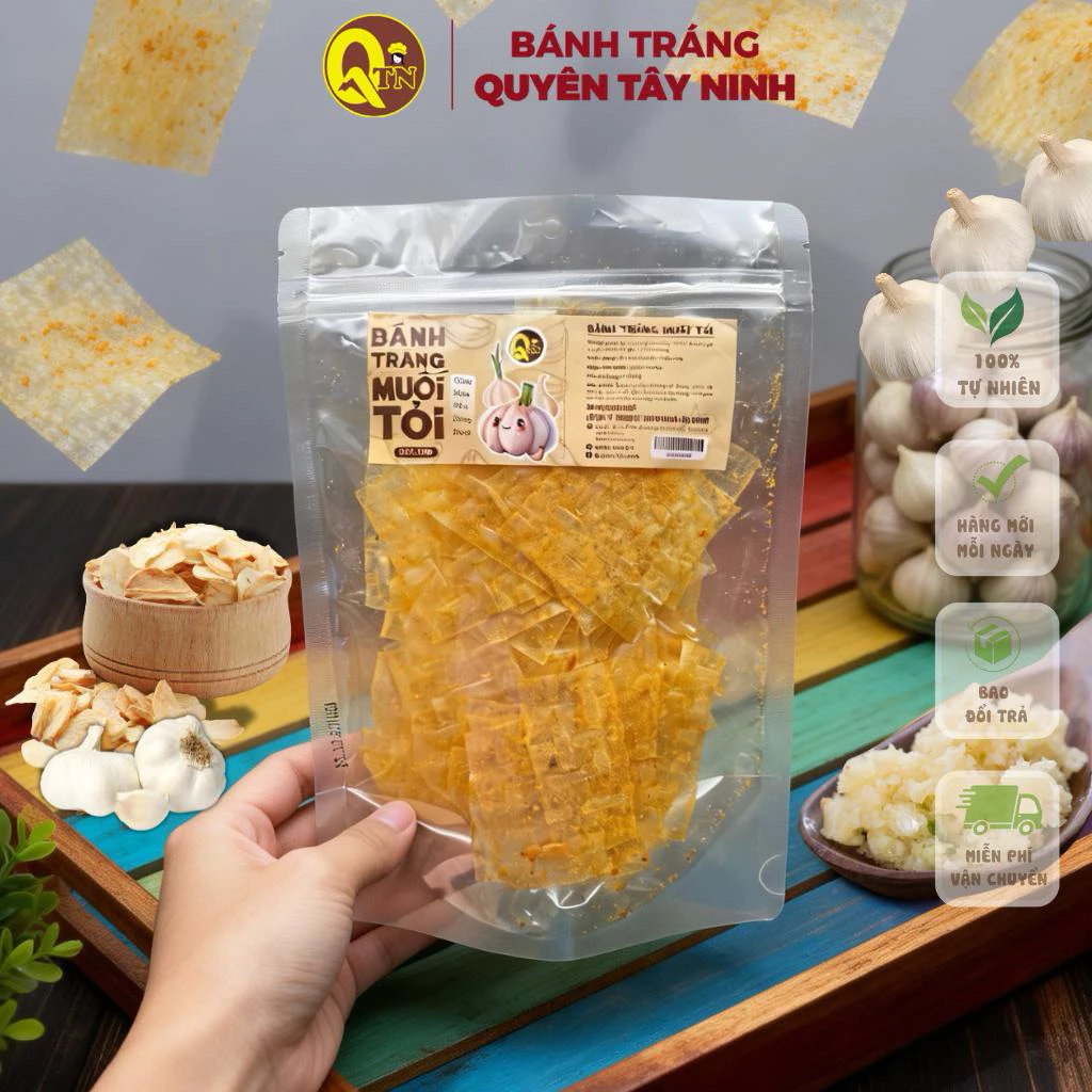 2 Bịch Bánh tráng Muối Tỏi –Bánh Tráng Trộn| Bánh Tráng Phơi Sương Quyên Tây Ninh