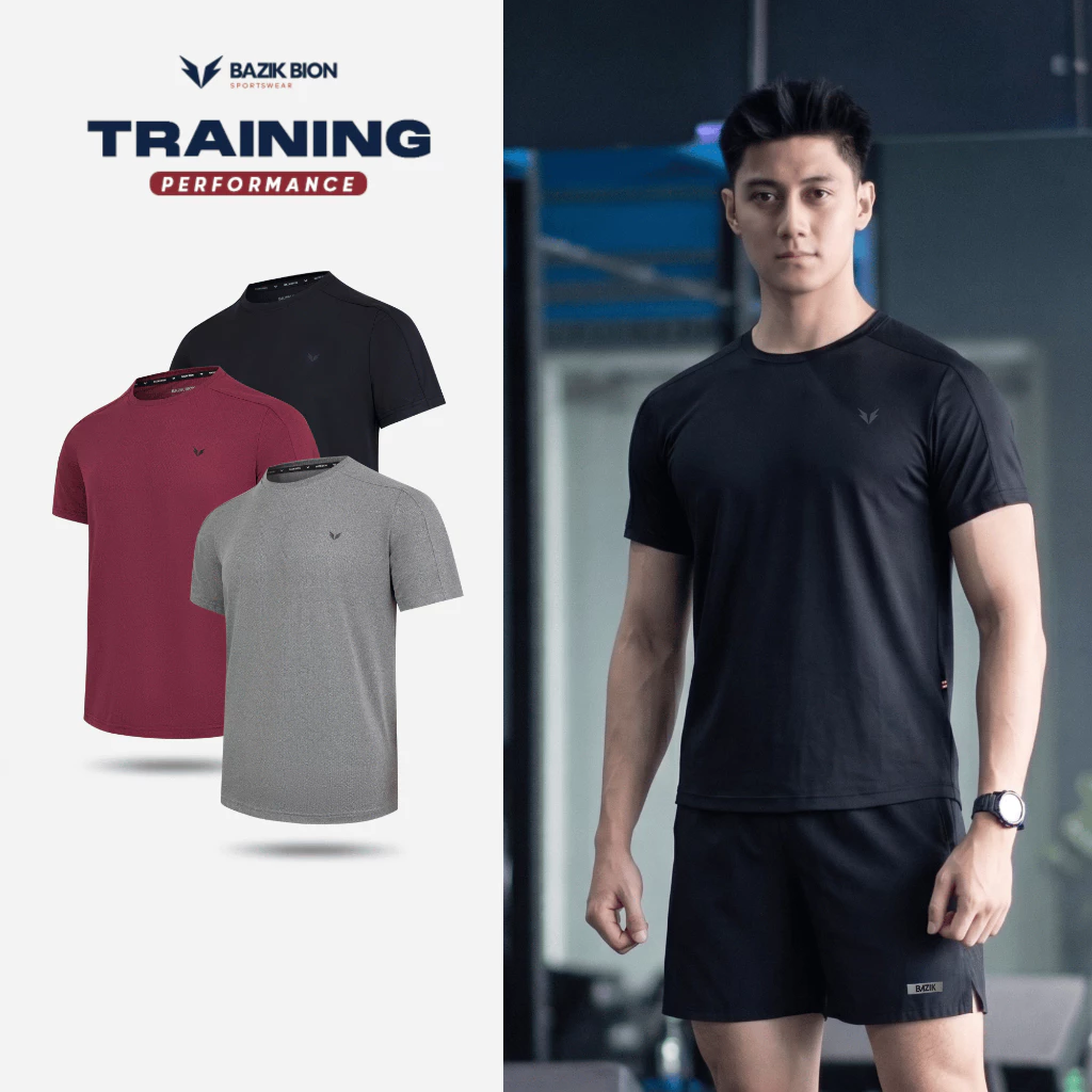 Áo Thun Thể Thao BAZIK BION Performance Training Vai Ngang Thoáng Khí, Thấm Hút Tốt, Co Giãn Thoải mái Tập gym A67