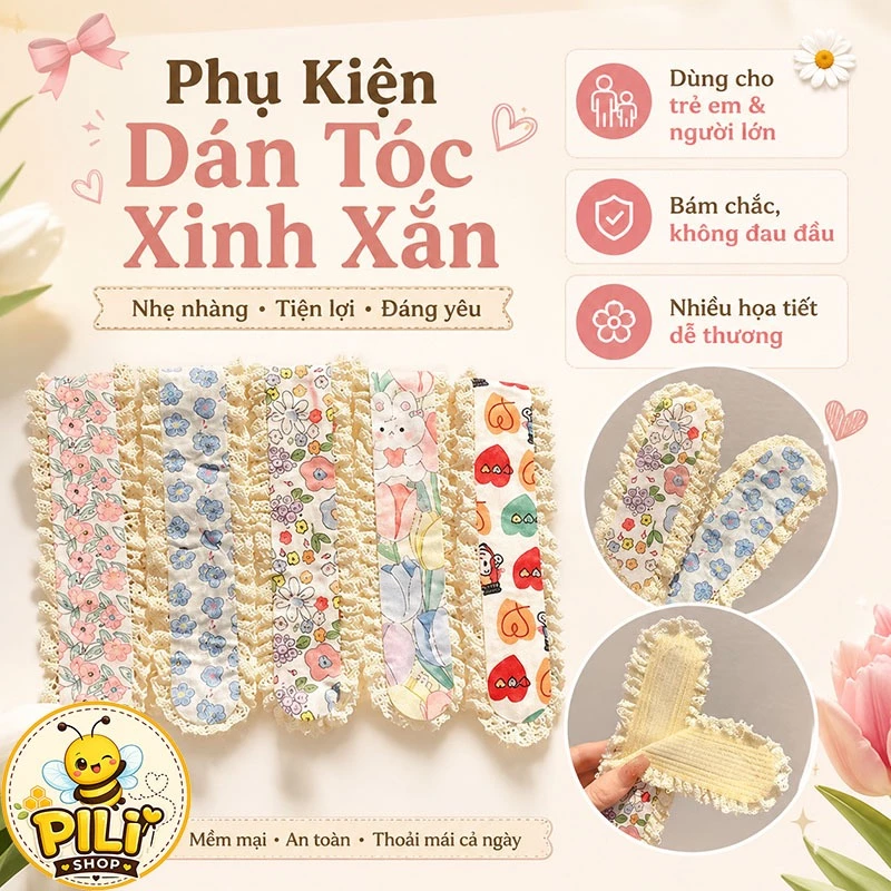 Băng Đô Dán Tóc Mái Kiểu Dáng Hàn Quốc Cho Nữ, Miếng Dán Tóc Nhiều Họa Tiết Màu Patel Dễ Thương