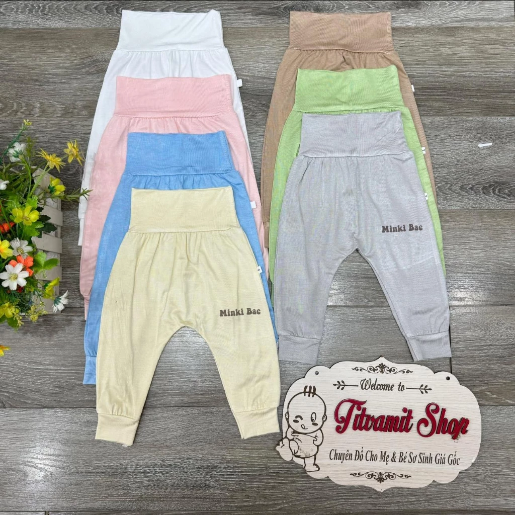 Quần dài MinkiBae cạp cao vải thun lạnh mềm mát co giãn 4 chiều cho bé