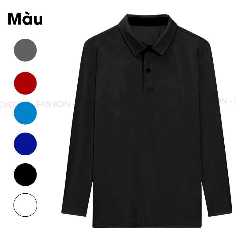 Áo Thun Tay Dài Cổ Bẻ Polo ANDROMEDA Nhiều Màu Phom Xuông Chất Mềm Mịn Mát Không Xù Lông