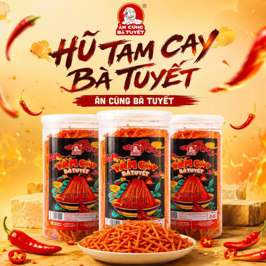 [Tặng quà 1 hũ bất kì] COMBO 3 HŨ TĂM CAY BÀ TUYẾT - ĂN CÙNG BÀ TUYẾT M74
