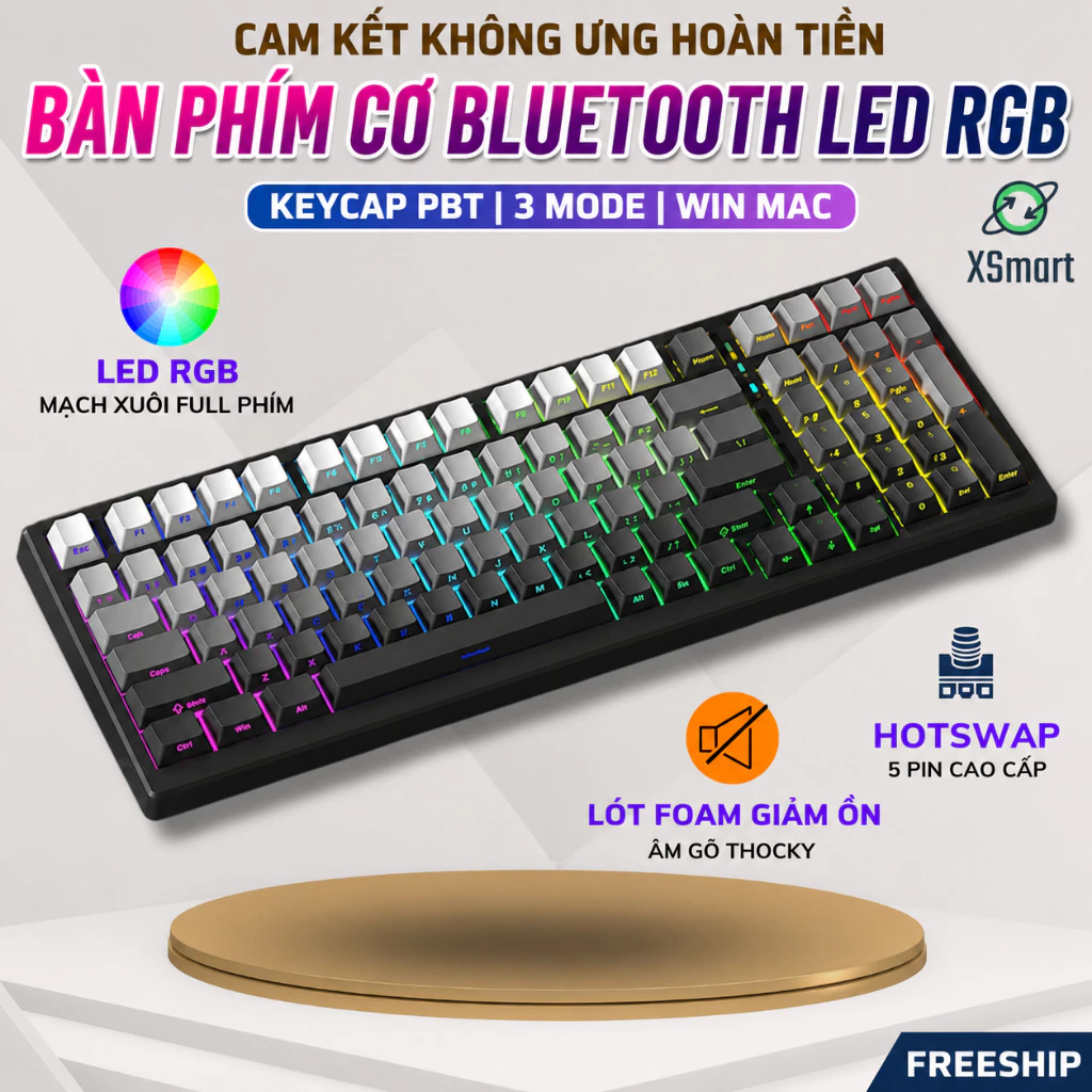 Bàn Phím Cơ Bluetooth Không Dây Attack Shark X98 PRO V2 LED RGB Hotswap 5 Pin, Lót Foam, Pin 4000mAh
