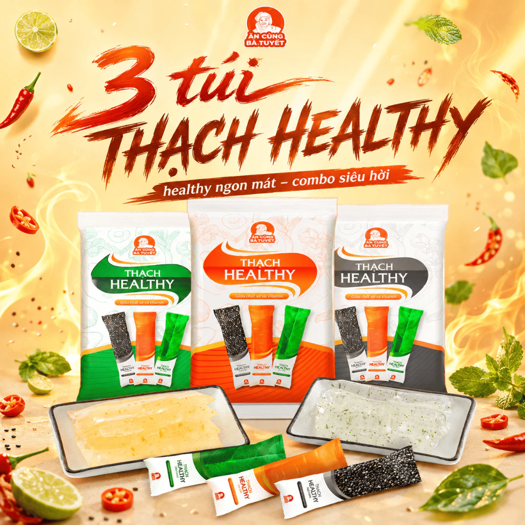 Combo 3 túi THẠCH RAU CỦ -  ĂN CÙNG BÀ TUYẾT- Đồ ăn vặt VIỆT NAM M52