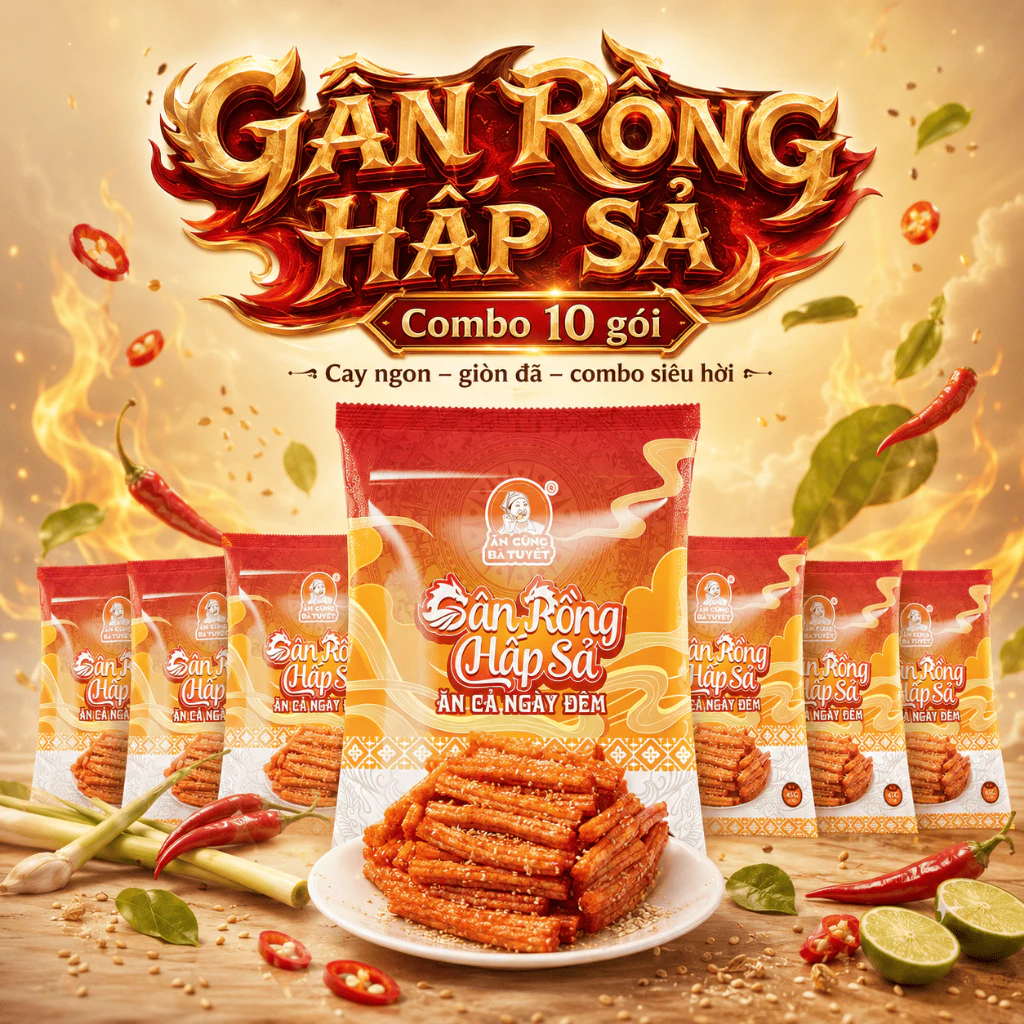 Combo 5 - 10 snack Gân Rồng Hấp Sả - ĂN CÙNG BÀ TUYẾT M4
