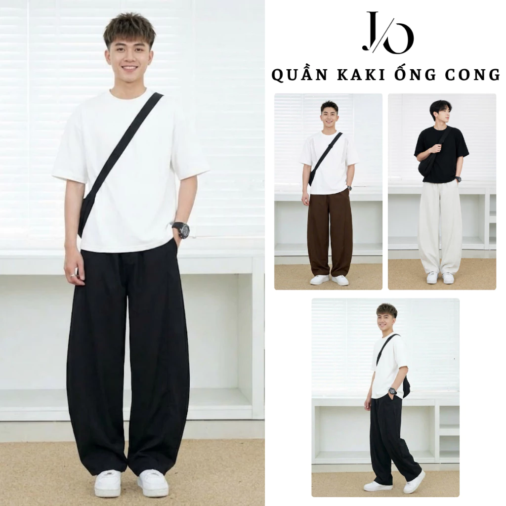 Quần Jean Kaki Nam Nữ Trắng Đen Ống CONG Cạp Chun Dây Rút Quần Kaki Unisex Phong Cách Hàn Quốc JEAN
