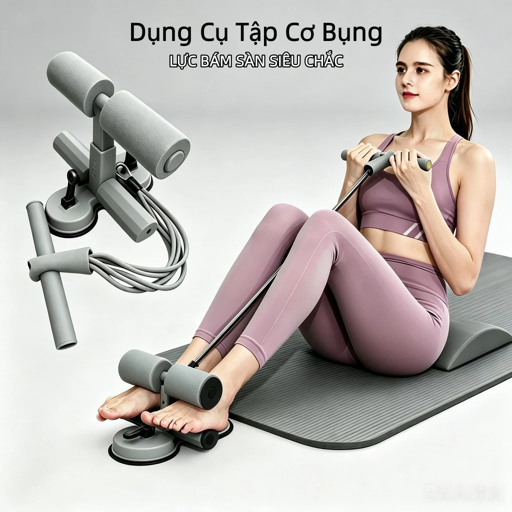 Dụng cụ tập cơ bụng eo gym - đồ dùng thể thao tại nhà đa năng có đế hút chân không trụ chữ T giảm béo nam nữ