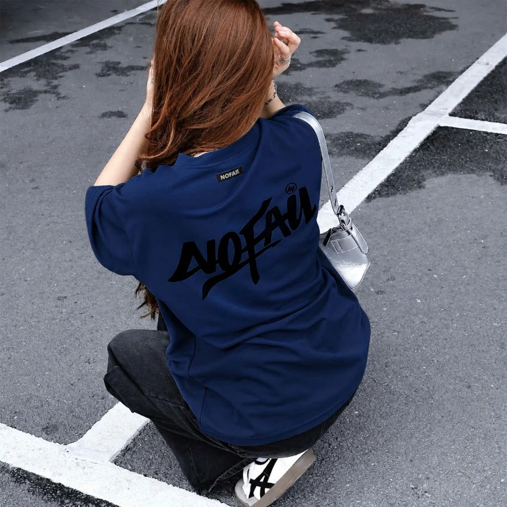 Áo thun tay lỡ unisex nam nữ NO FAIL, Áo phông unisex form rộng