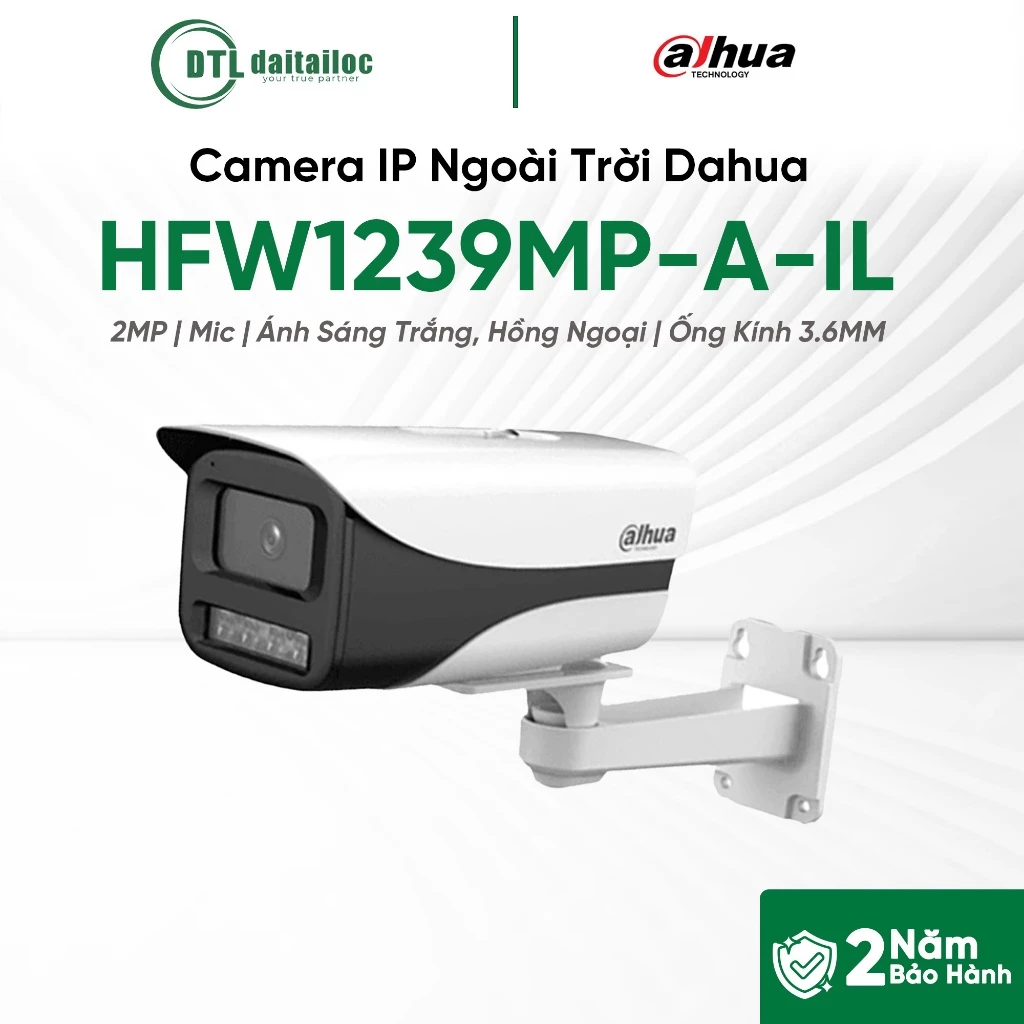 Camera IP Dahua DH-IPC-HFW1239MP-A-IL (2MP/Hỗ Trợ PoE/Hồng Ngoại/Mic) | Chính Hãng | Bảo Hành 24 Tháng