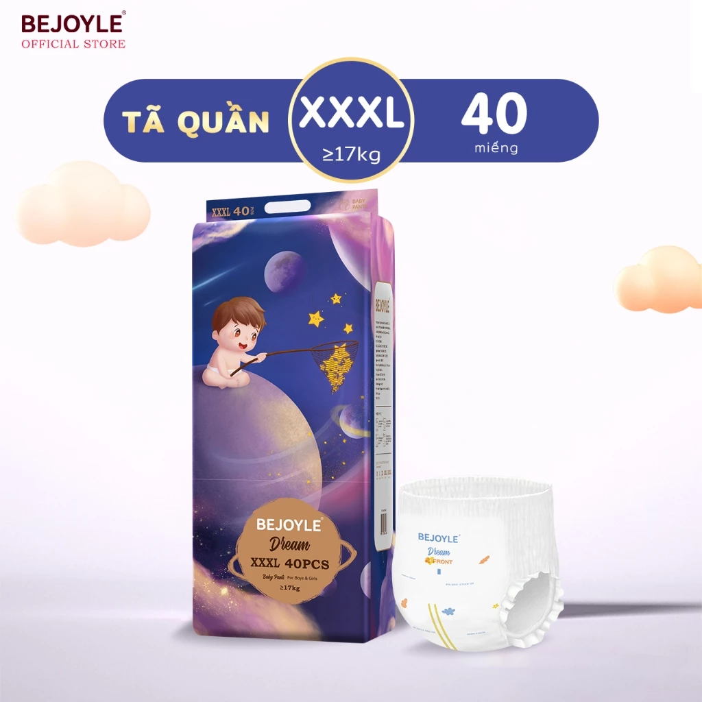 Tã quần cao cấp Bejoyle 50 miếng size đầy đủ NB-XXXXL mềm mại siêu thấm thoáng khí an toàn cho bé
