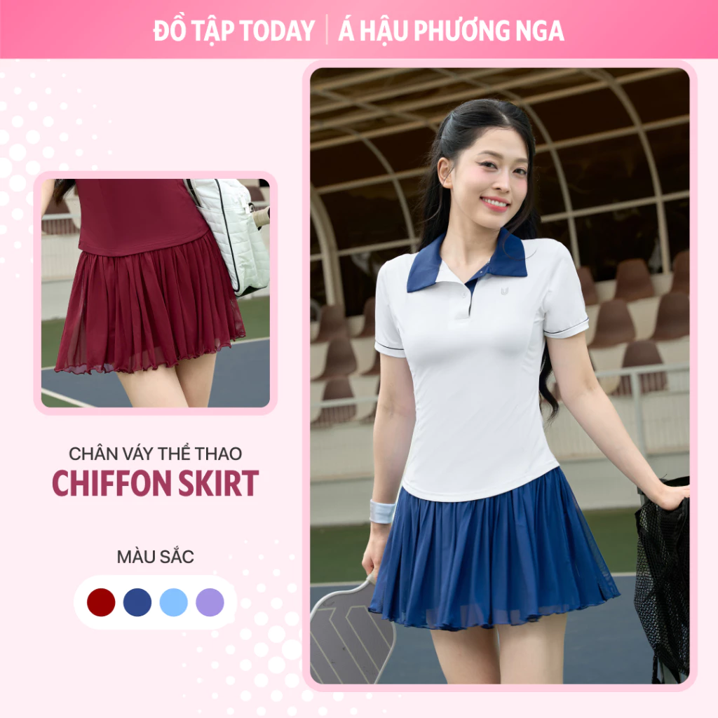 [BST Radiant Summer]Chân váy thể thao voan Chiffon Skirt Today U Wear có sẵn quần bảo hộ dáng chữ A cho nữ chơi cầu lông