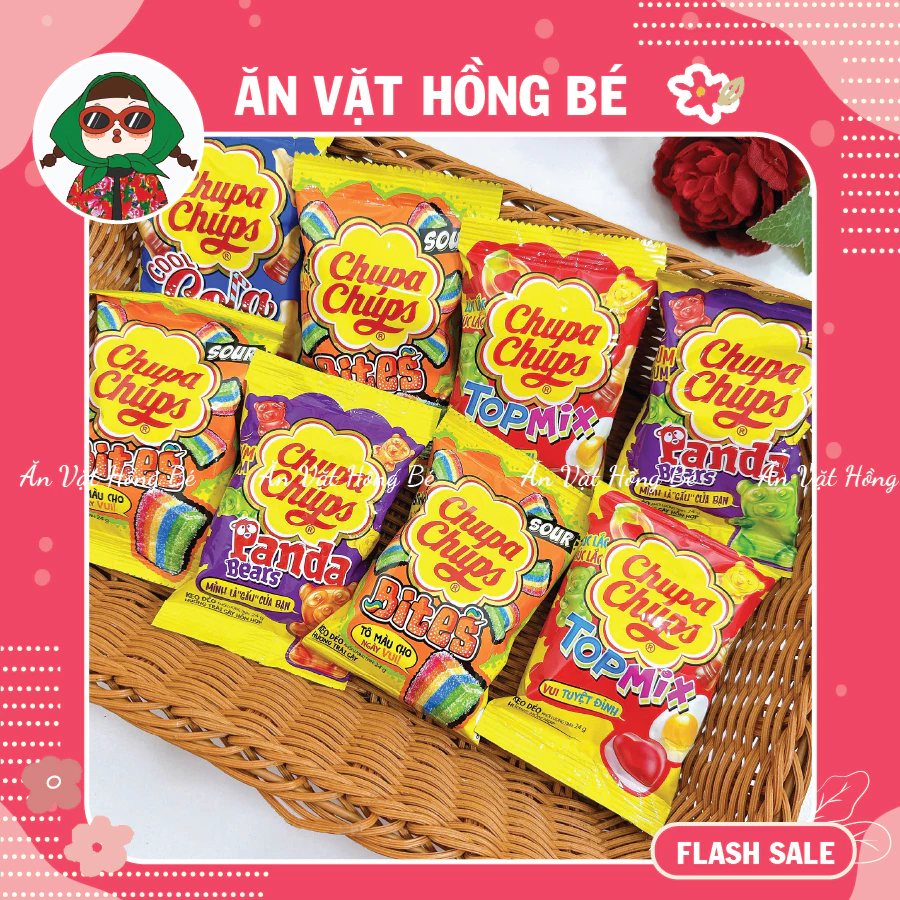 Combo Kẹo Dẻo Trái Cây Chupa Chups Panda, Coca, Kẹo Chip Chip Nhiều Vị, Đồ ăn vặt hot nhất