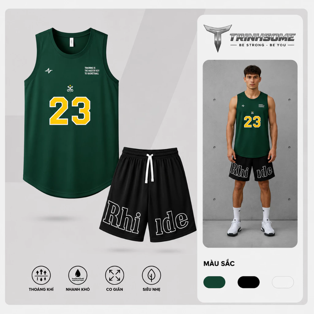 Bộ Quần Áo Nam Set Đồ Tập Thể Thao Sport Áo Ba Lỗ Tanktop In Số 23 Phối Quần Đùi In Chữ. MÃ: BL.QD