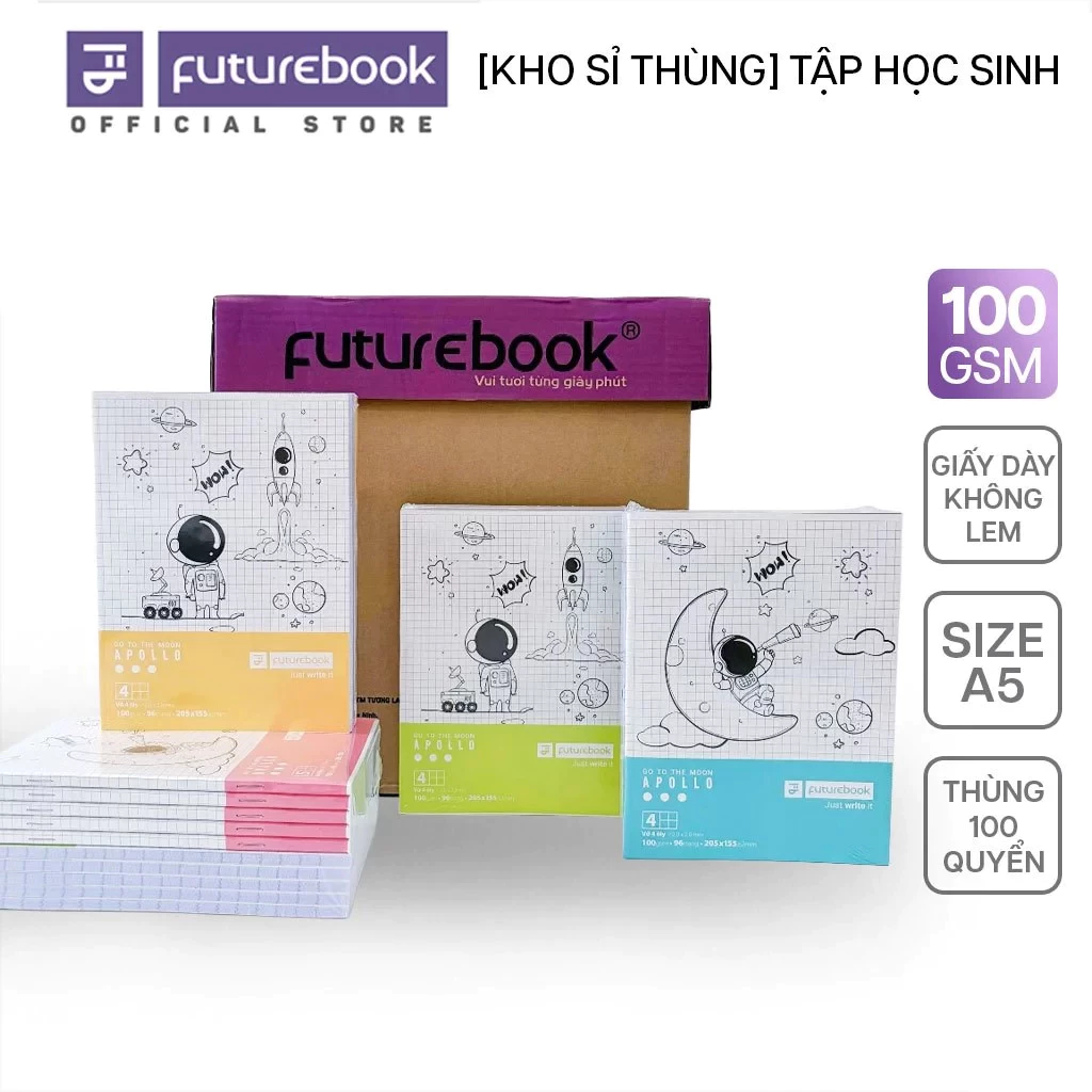 Thùng 100 Quyển Tập Phát Thưởng Khổ A5 (205x155mm) 96 trang Giấy Dày 100gsm FUTUREBOOK