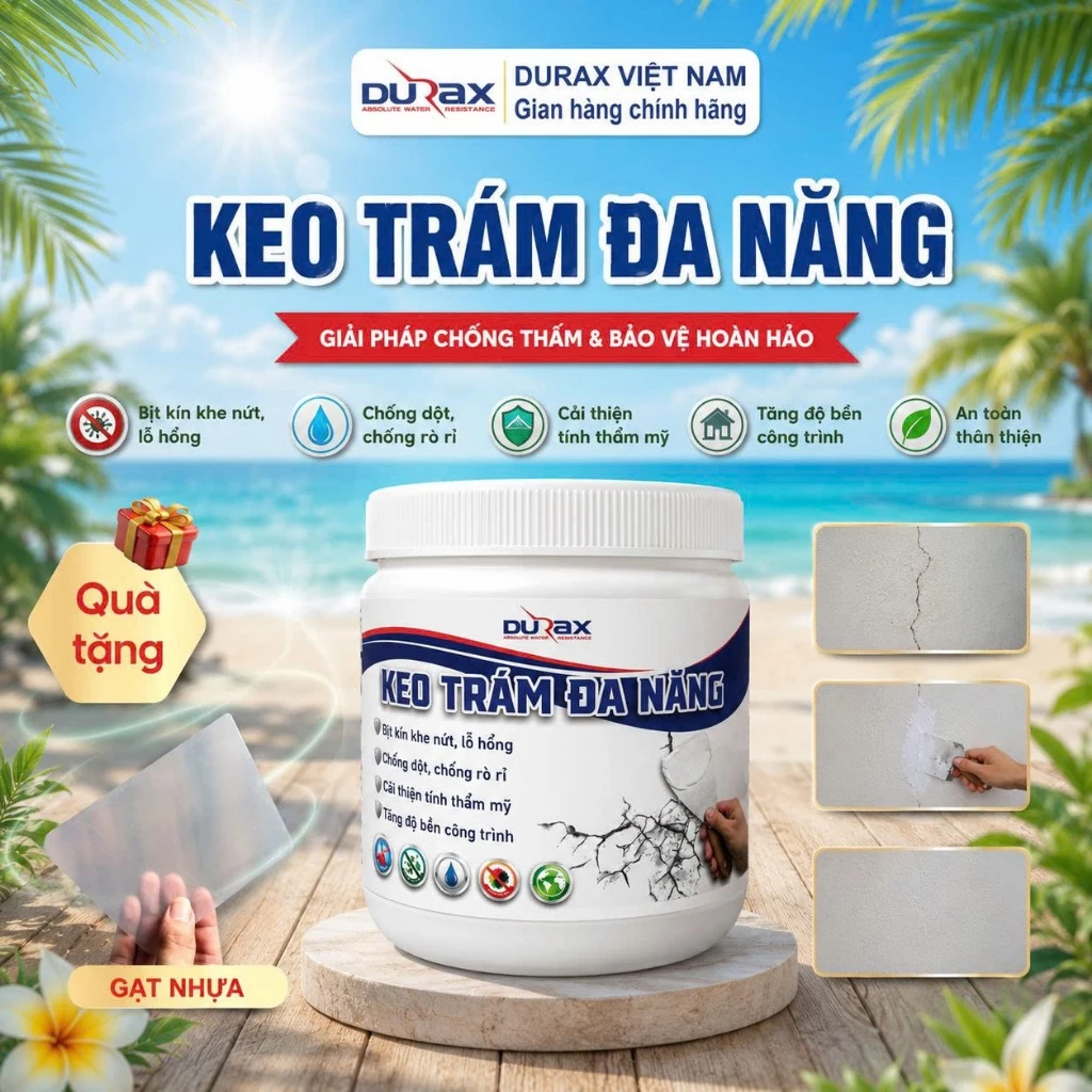 [1.3Kg] Keo Trám Vá Dán Tường DURAX, Trám Lỗ Điều Hòa, Bít Lỗ Tường, Ống Xả Nước/ Khe Rãnh