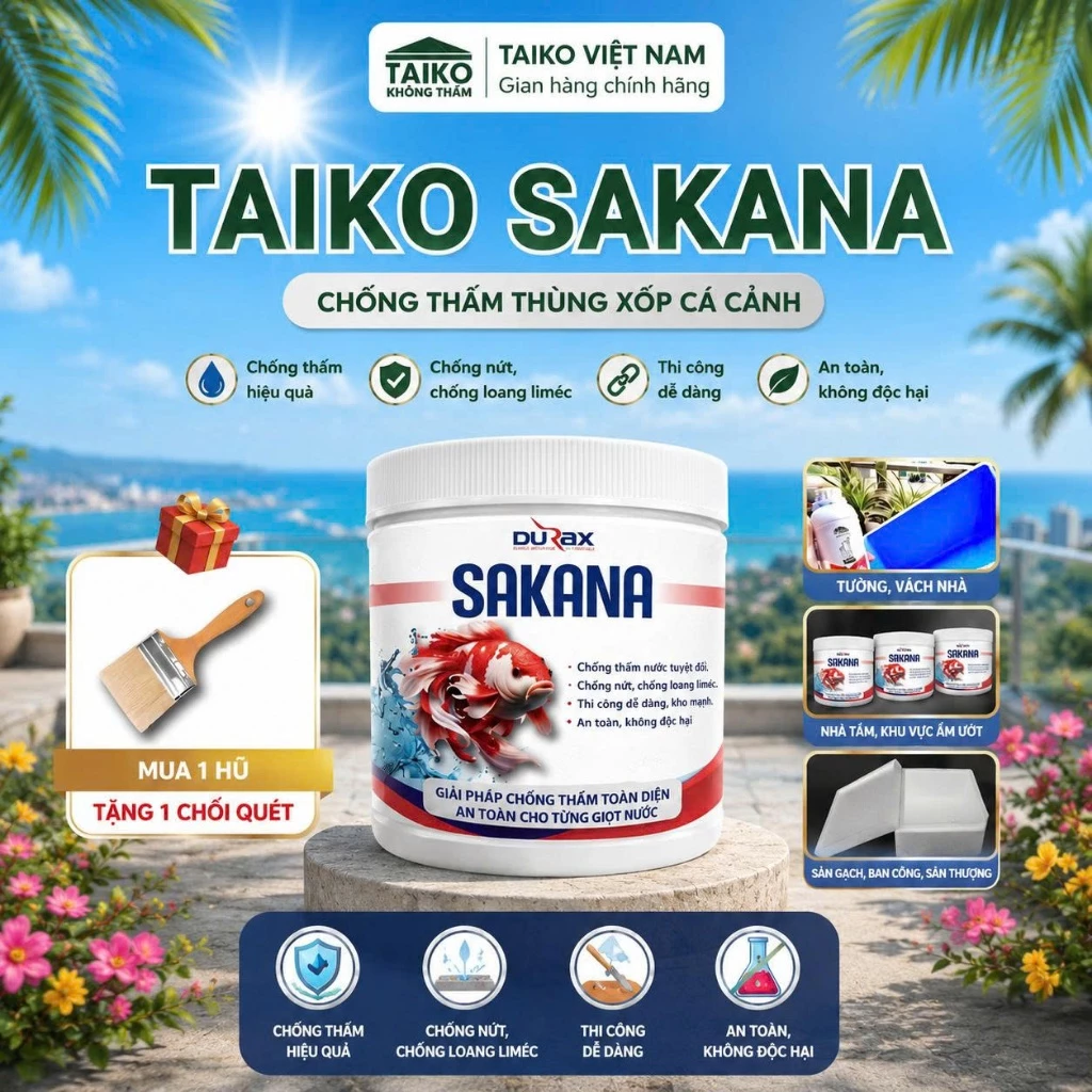 [500gr] Sơn Chống Thấm Thùng Xốp DURAX SAKANA | Hồ Cá, Thùng Xốp, Chậu Cây, Xi Măng – Ngừa Rêu Mốc