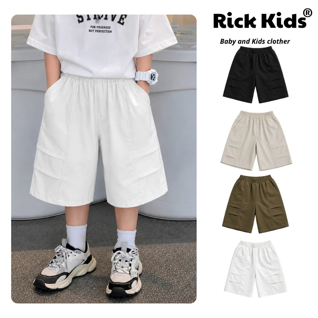 Quần Ngố Lửng Kaki Ống Suông Cho Bé Nam Nữ Unisex Phong Cách Hàn Quốc Thấm Hút Mồ Hôi - Rickkids