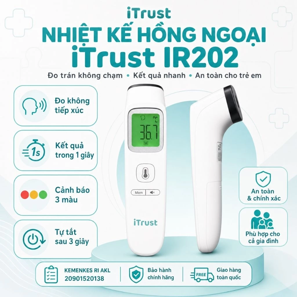 [Chính hãng] Nhiệt kế hồng ngoại iTrust IR202, đo trán & môi trường, bảo hành chính hãng