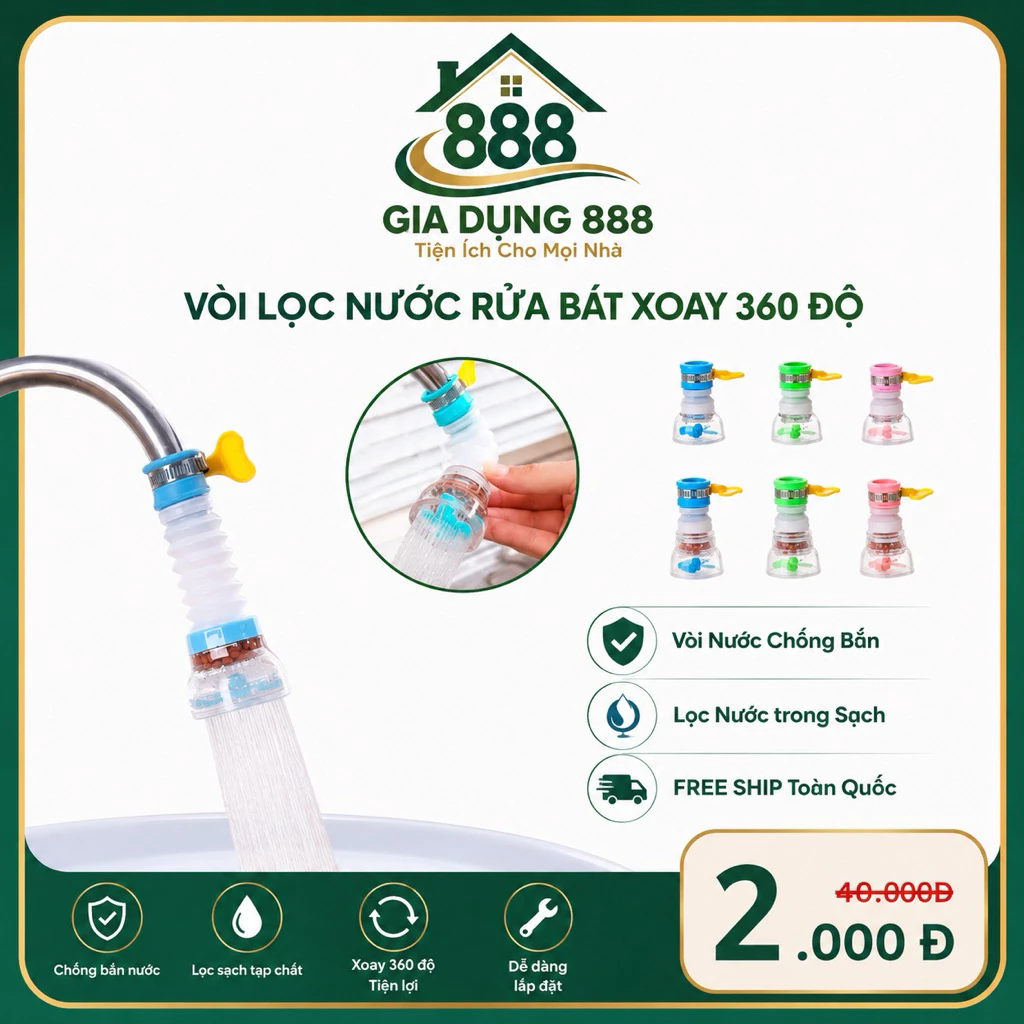 Đầu Vòi Giảm Áp Lực Nước -  Đầu Vòi Lọc Nước Thông Minh Gắn Được Mọi Loại Vòi