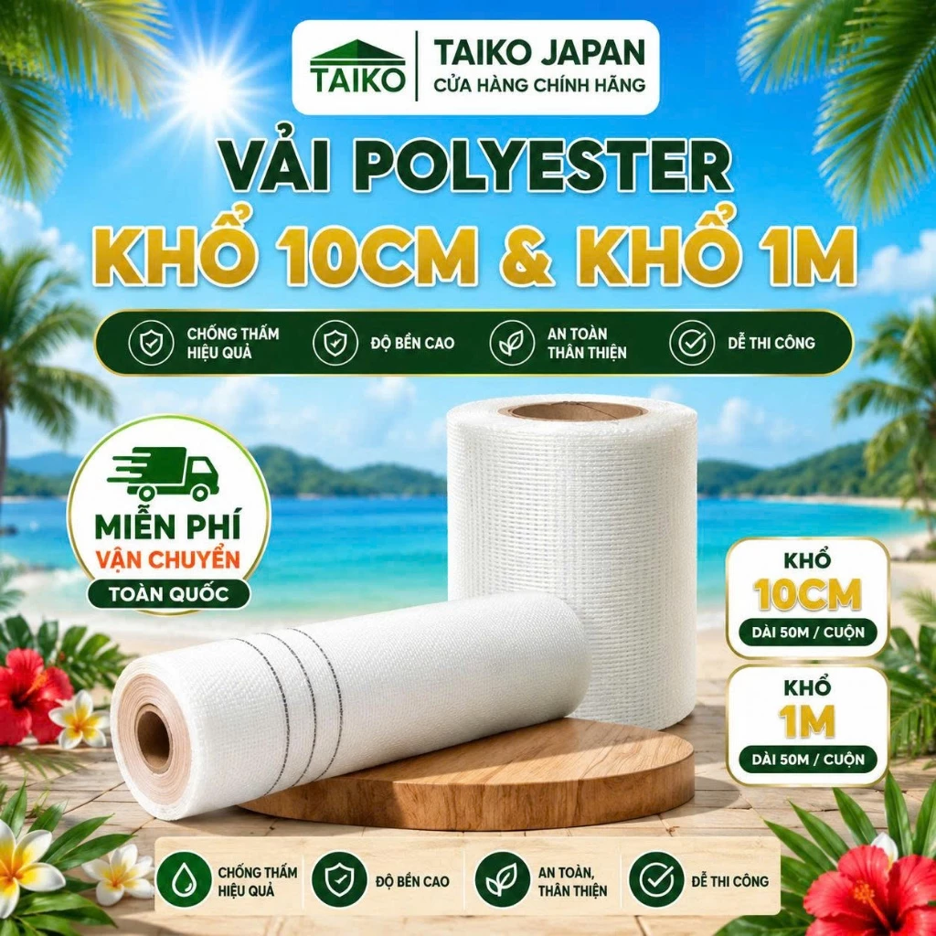 Vải Polyester, PE, PPE DURAX Khổ 10cm | Gia Cố Chống Thấm Mái Nhà, Sàn, Khe Nứt