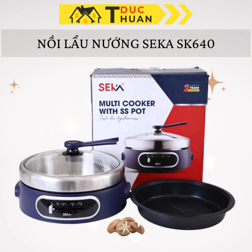 Nồi Lẩu Nướng SEKA SK640 2In1 Công Suất 1300W Dung Tích 4L Chống Dính Lòng Nồi Tháo Rời Tiện Lợi