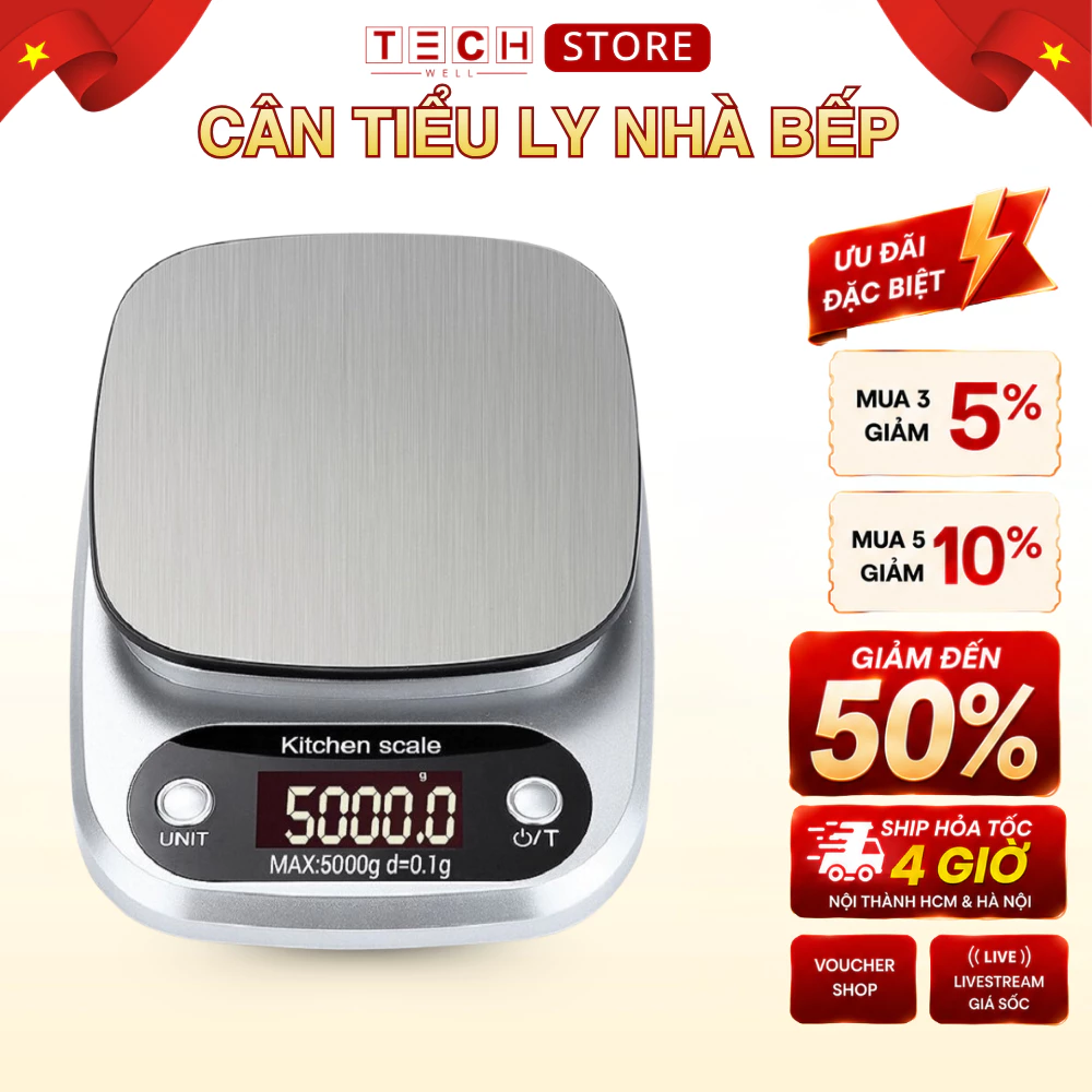 Cân tiểu ly điện tử nhà bếp mini định lượng 10kg, Cân tiểu ly điện tử độ chính xác cao