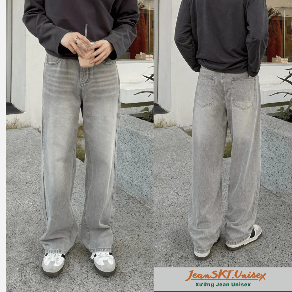 Quần Jean Nam Ống Suông Rộng, Chuẩn Form Dáng, Che Khuyết Điểm,Tôn Dáng,Phong Cách Hàn Quốc-JeanSkt