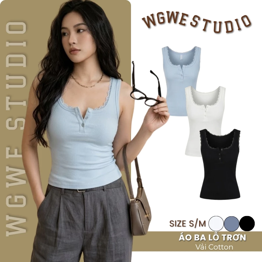 WGWE Studio Áo Ba Lỗ Ôm Body - Áo Thun Gân Sát Nách Co Giãn 9368