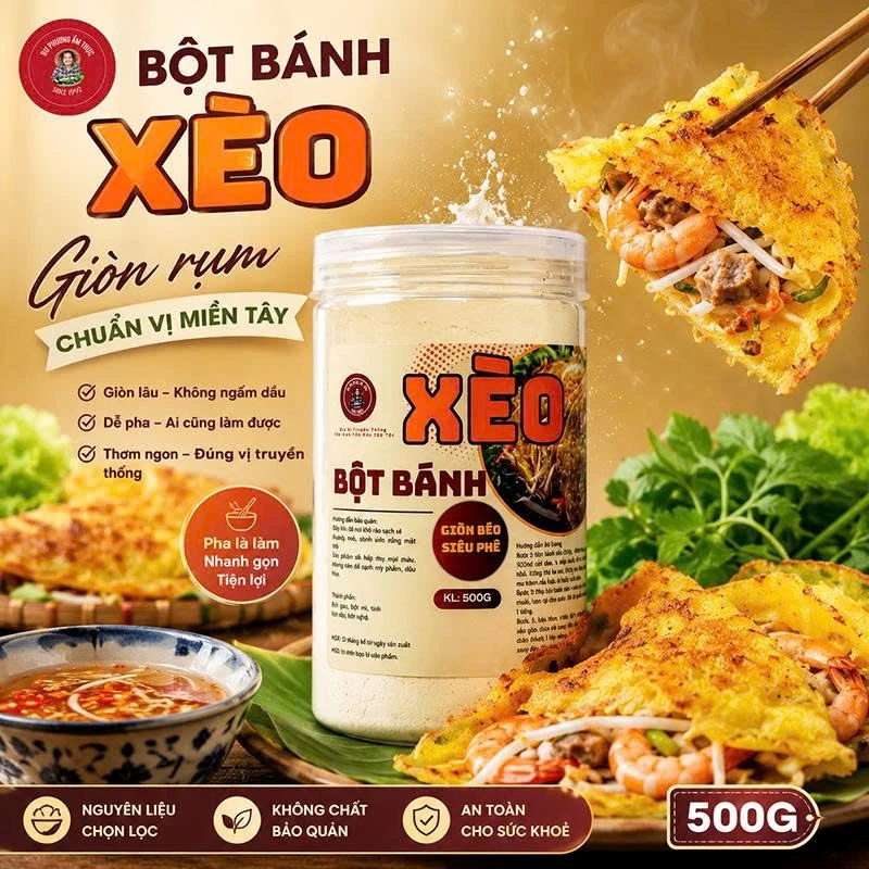 Bột Bánh Xèo Hộp 500G - Thương Hiệu Bu Phương Ẩm Thực, Bột Làm Bánh Xèo Chuẩn Vị Truyền Thống