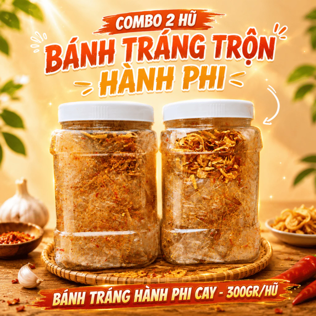 Bánh Tráng Trộn Dẻo Hành Phi SIÊU CAY - 300G