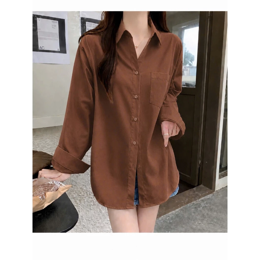 Áo Sơ Mi Dài Tay Bigsize Nữ Form Rộng Che Mông Chất Vải Lụa Nhiều Màu Mát Không Nhăn SM20